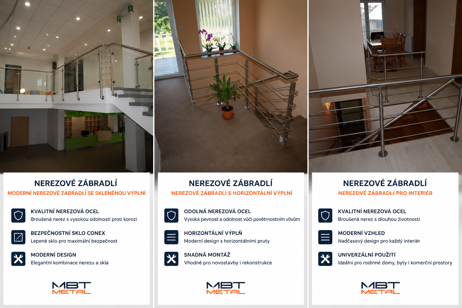 Moderní nerezová zábradlí pro váš projekt